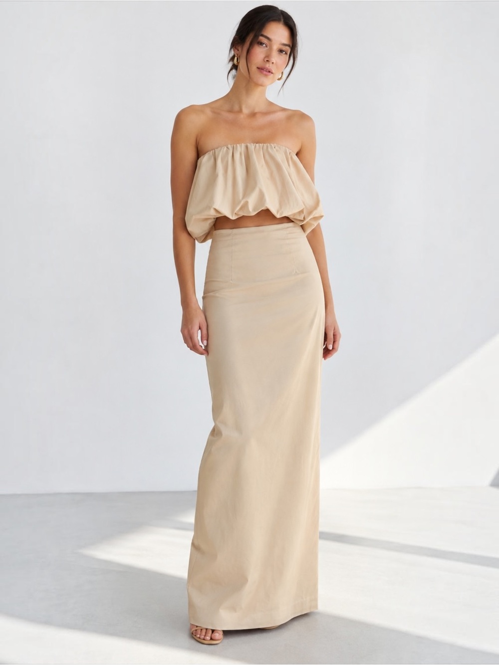 ET OCHS Cohen Vanilla Cotton Stretch Maxi Skirt Size 0